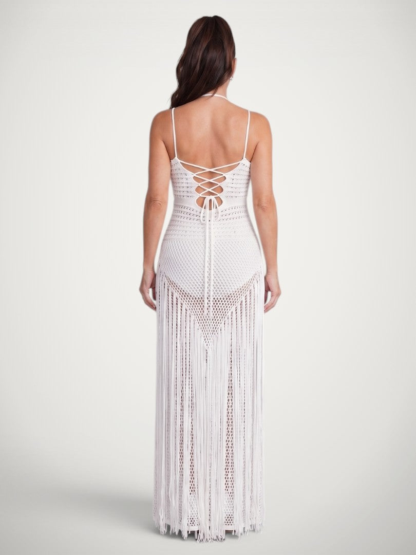 Charlotte | Halterneck-Maxikleid mit Häkeldetails