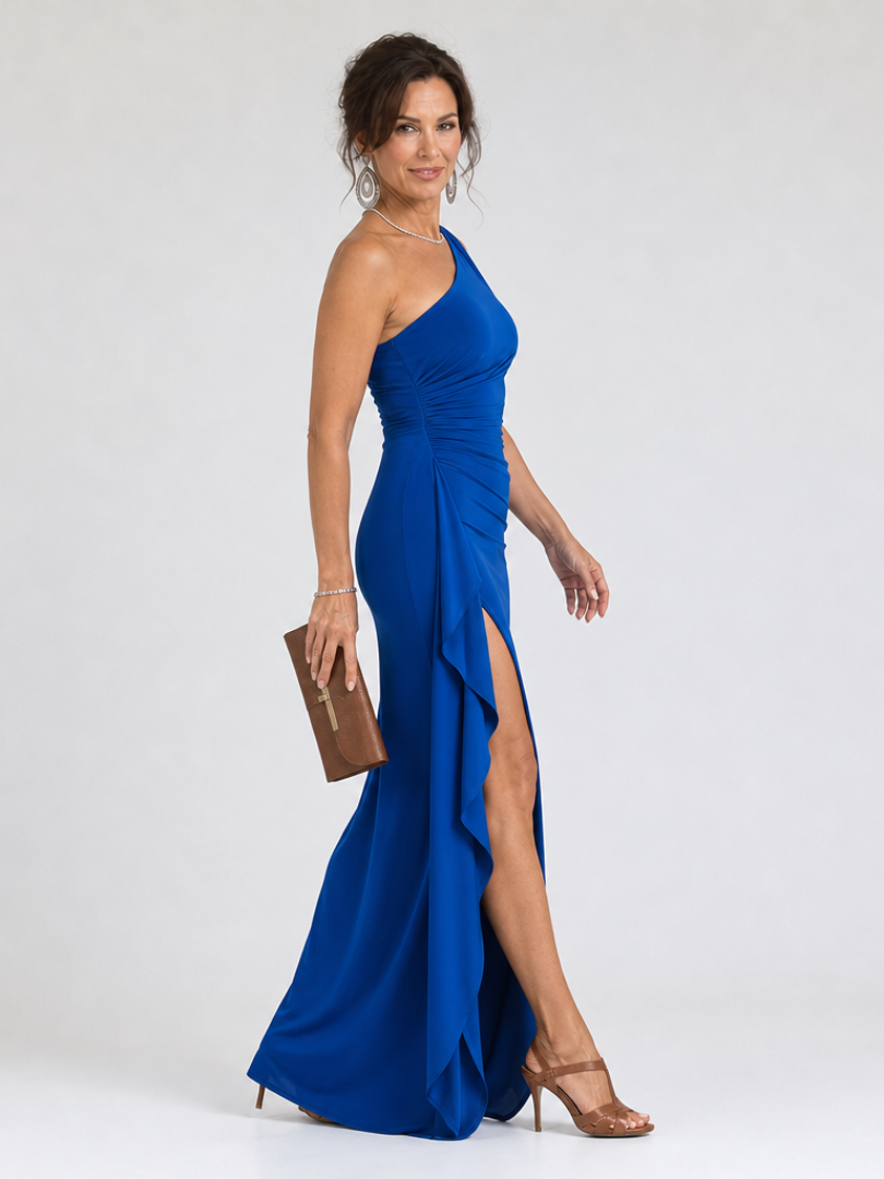 Cordula | One-Shoulder-Abendkleid mit hohem Seitenschlitz – Ansicht 04