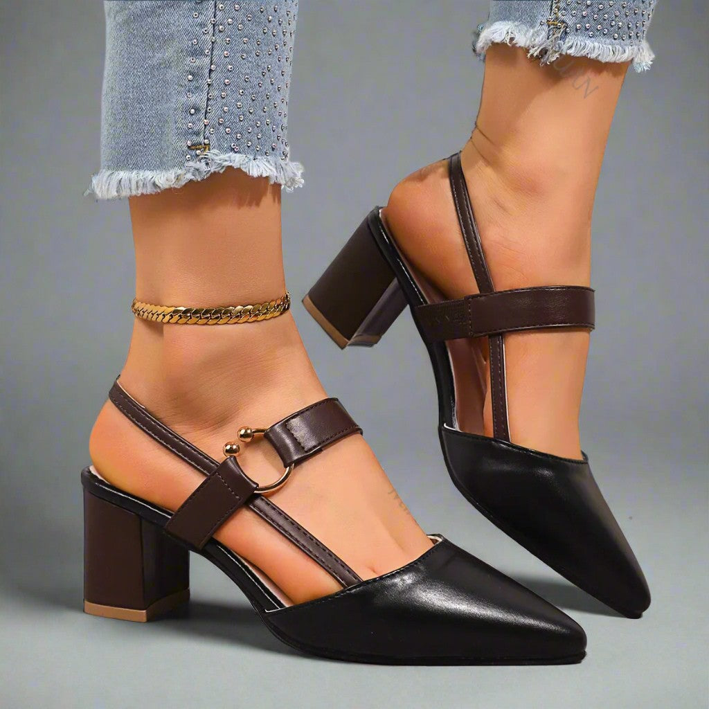 Helena | Spitze Slingback-Pumps mit Blockabsatz – Ansicht 09