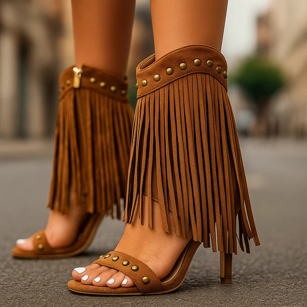 Dorothea | Fransen-Stiefelette mit Nieten im Western-Stil – Ansicht 04