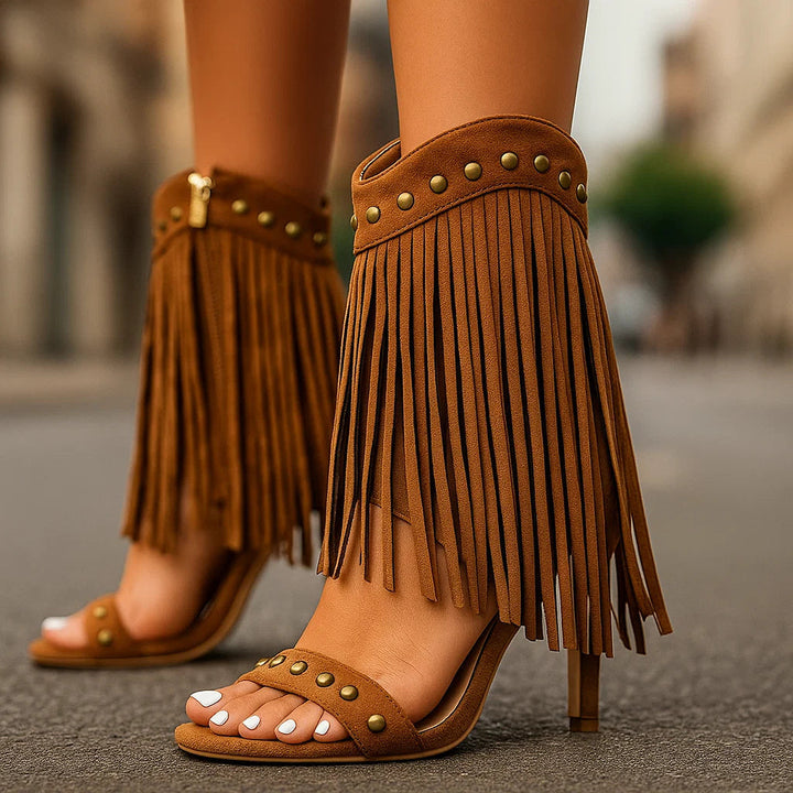 Dorothea | Fransen-Stiefelette mit Nieten im Western-Stil – Ansicht 04