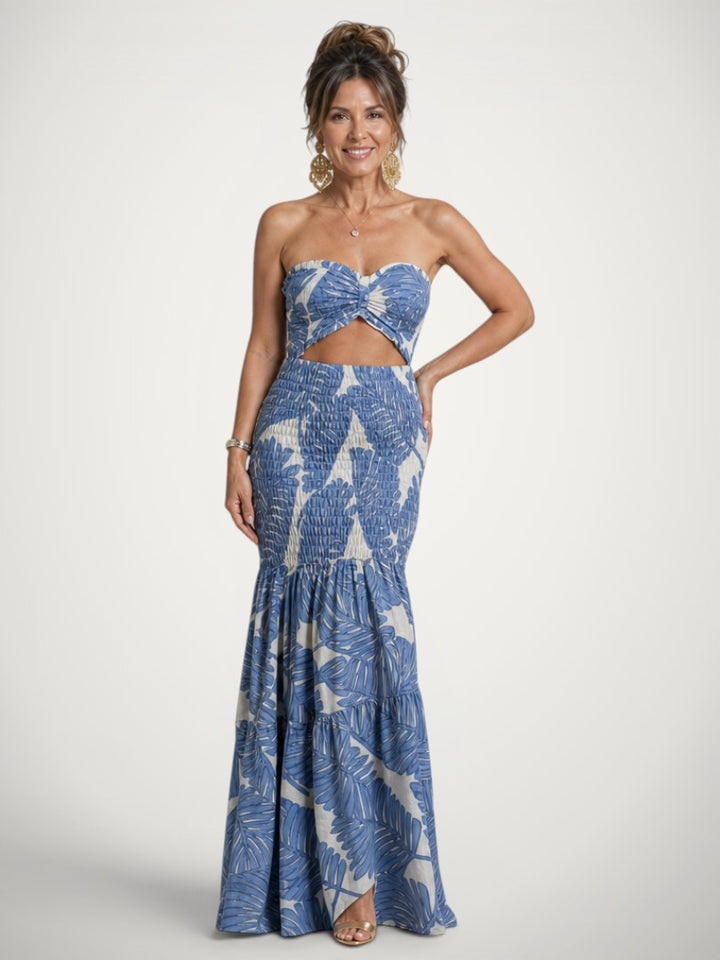 Elisa | Schulterfreies Zweiteiler-Set mit floralem Print