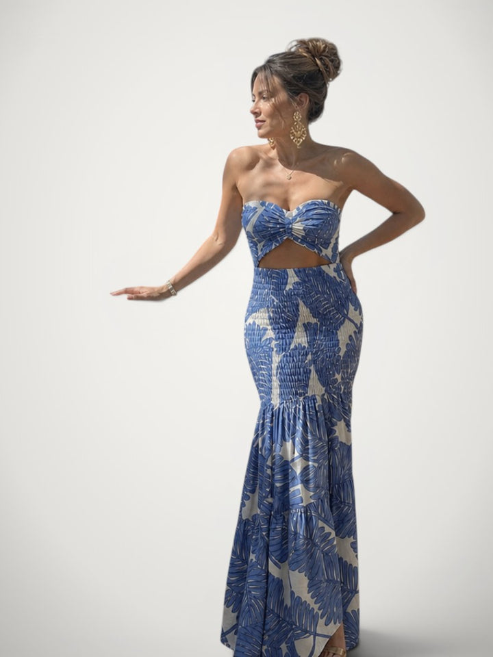 Elisa | Schulterfreies Zweiteiler-Set mit floralem Print