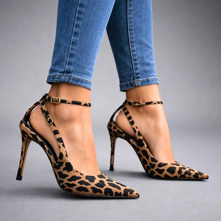 Ernestine | Spitze Stiletto-Pumps mit Knöchelriemen – Ansicht 03