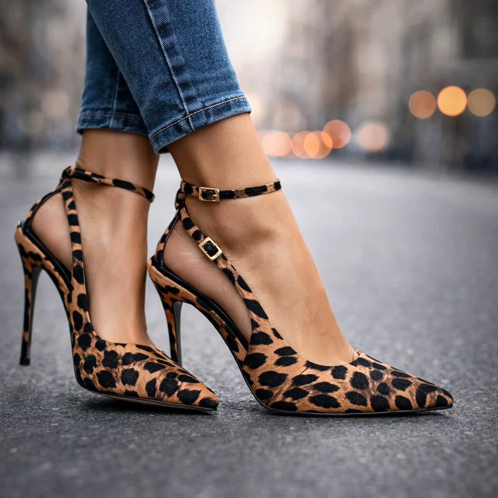 Ernestine | Spitze Stiletto-Pumps mit Knöchelriemen – Ansicht 04