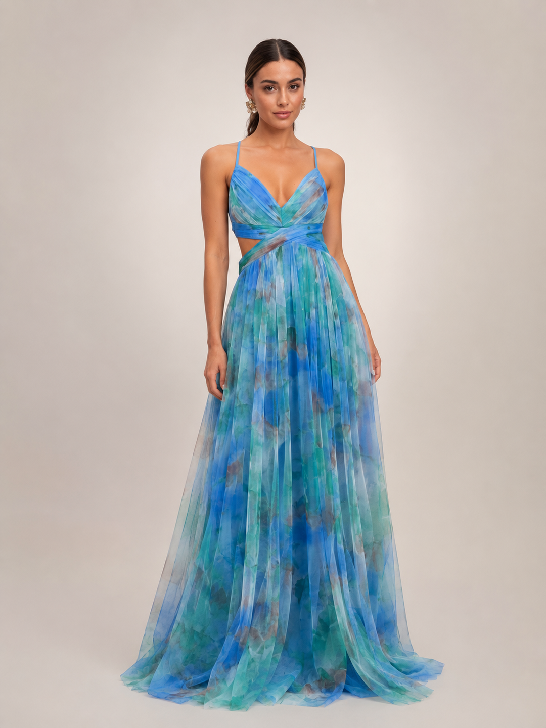 Aurelia | Tüll-Abendkleid mit Aquarell-Print