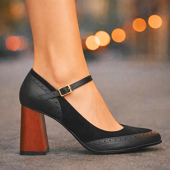 Felizitas | Mary-Jane-Pumps mit Blockabsatz &amp; Riemen – Ansicht 03