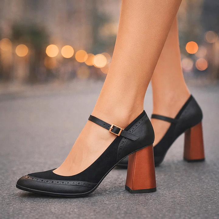 Felizitas | Mary-Jane-Pumps mit Blockabsatz &amp; Riemen – Ansicht 04