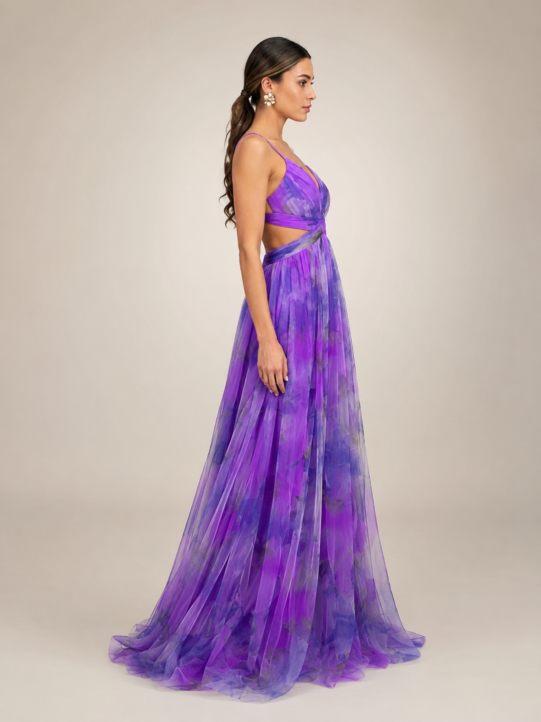 Aurelia | Tüll-Abendkleid mit Aquarell-Print