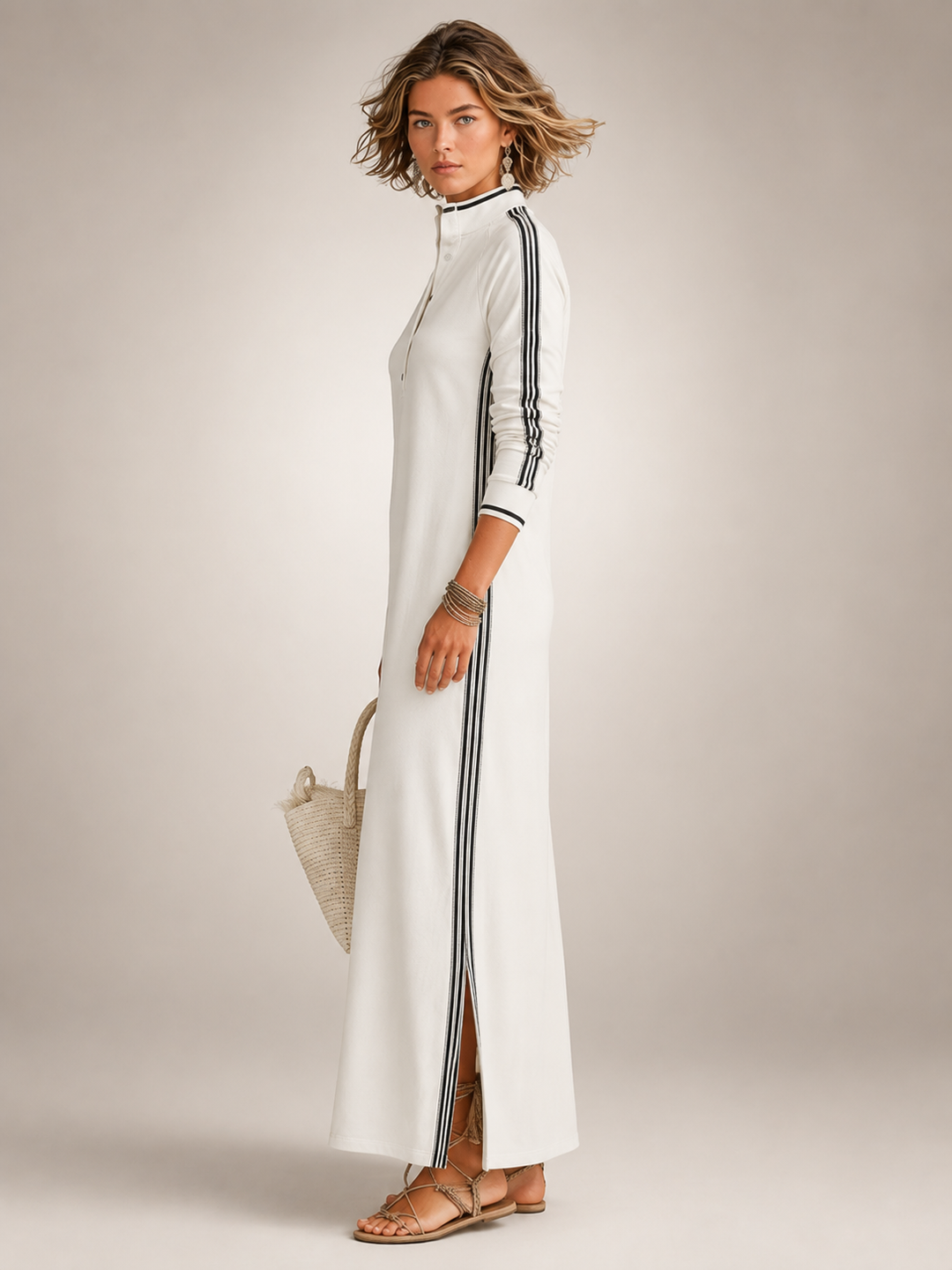 Frieda | Minimalistisches Sweatkleid in Maxilänge
