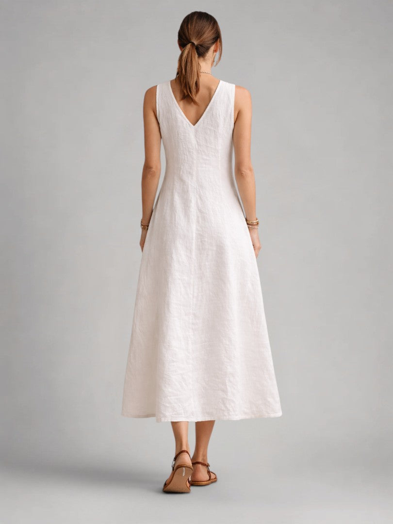 Greta | Leinen-Maxikleid mit Knopfleiste