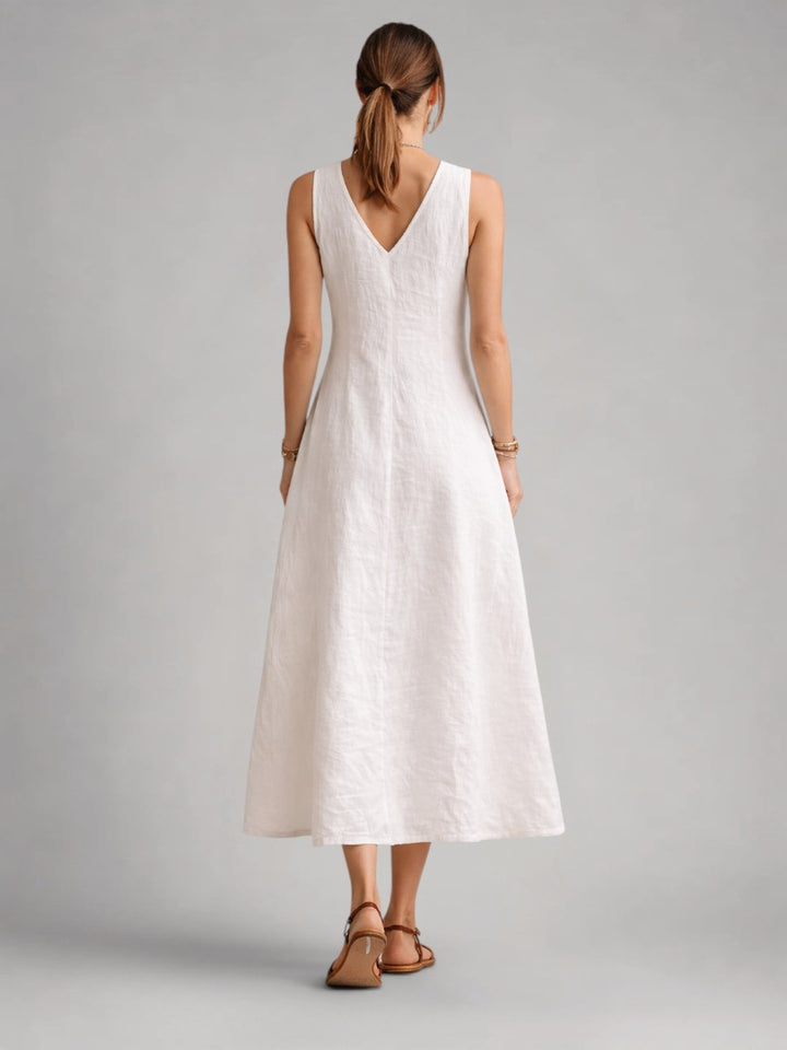 Greta | Leinen-Maxikleid mit Knopfleiste