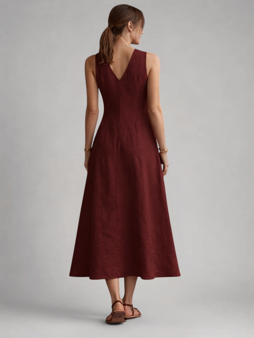 Greta | Leinen-Maxikleid mit Knopfleiste