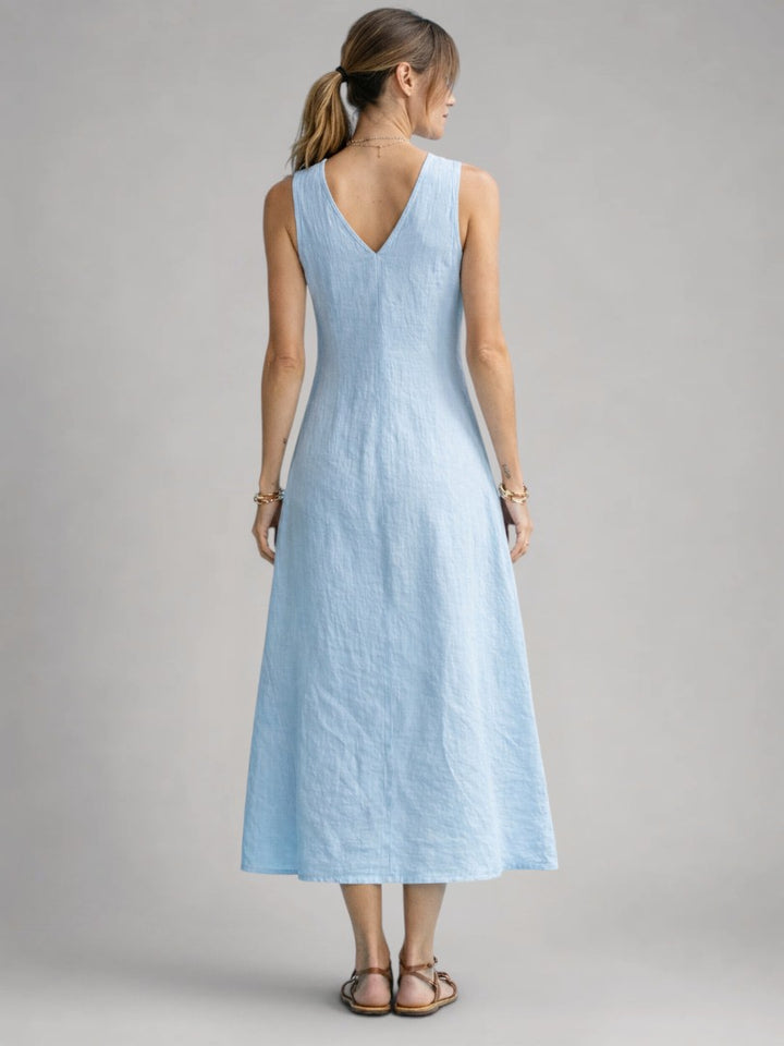 Greta | Leinen-Maxikleid mit Knopfleiste