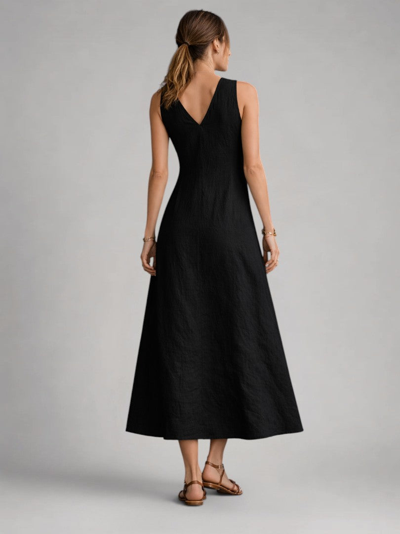 Greta | Leinen-Maxikleid mit Knopfleiste