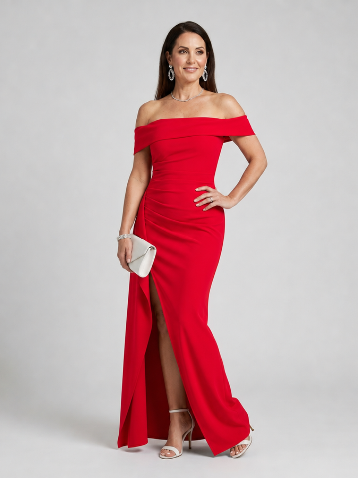 Helga | Off-Shoulder-Abendkleid mit hohem Seitenschlitz – Ansicht 04