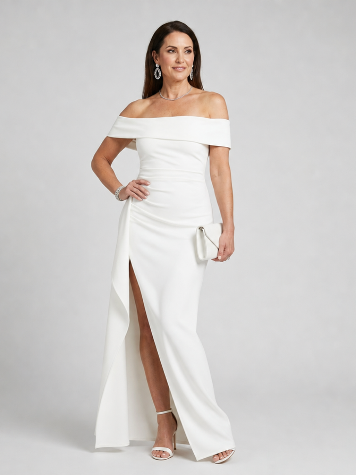 Helga | Off-Shoulder-Abendkleid mit hohem Seitenschlitz – Ansicht 06