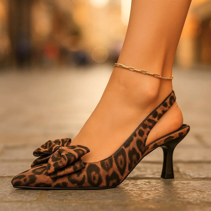 Hermine | Slingback-Sandalette mit Leopardmuster &amp; Schleife – Ansicht 02
