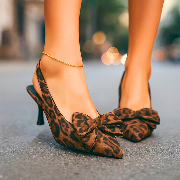 Hermine | Slingback-Sandalette mit Leopardmuster &amp; Schleife – Ansicht 03