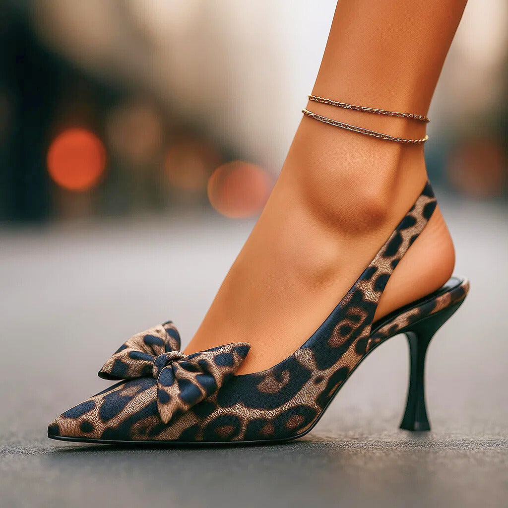 Hermine | Slingback-Sandalette mit Leopardmuster &amp; Schleife – Ansicht 05