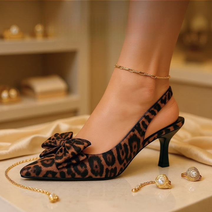 Hermine | Slingback-Sandalette mit Leopardmuster &amp; Schleife – Ansicht 07