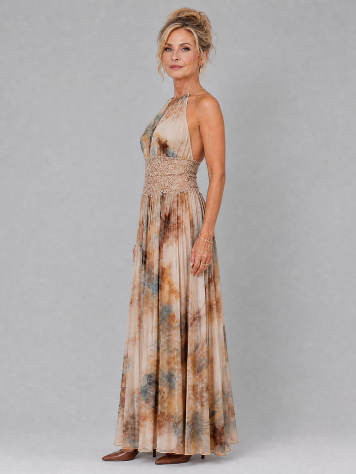Hildegard Halsträger-Maxikleid mit Spitzentaille – Ansicht 02