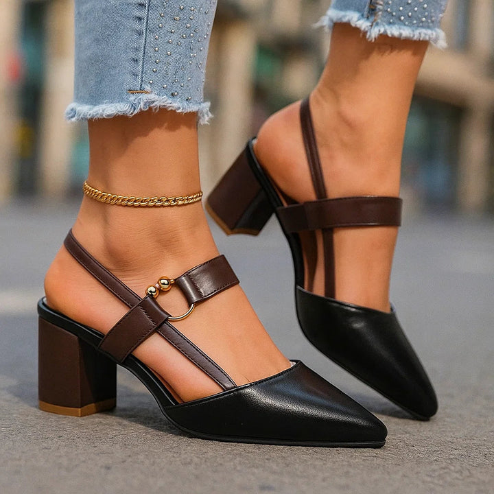 Ingeborg | Spitze Slingback-Pumps mit Blockabsatz – Ansicht 04