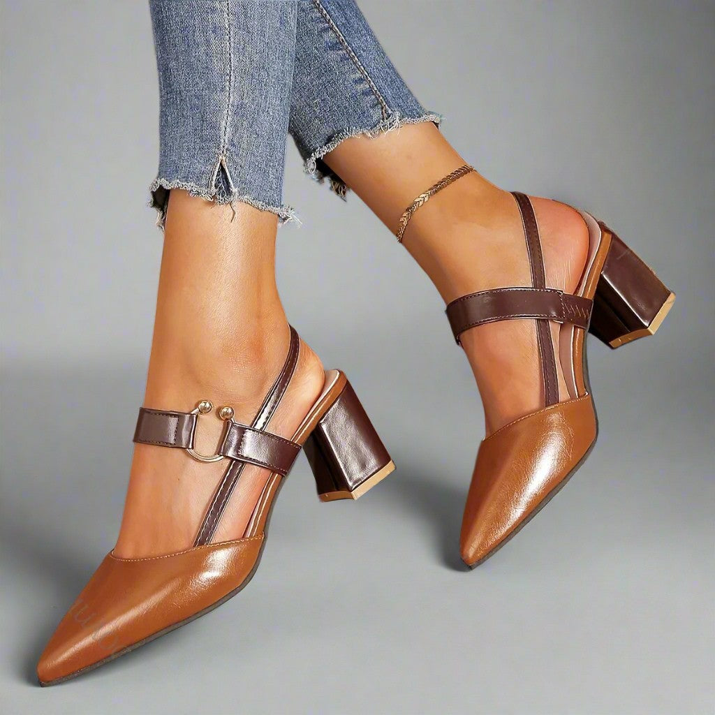 Ingeborg | Spitze Slingback-Pumps mit Blockabsatz – Ansicht 05