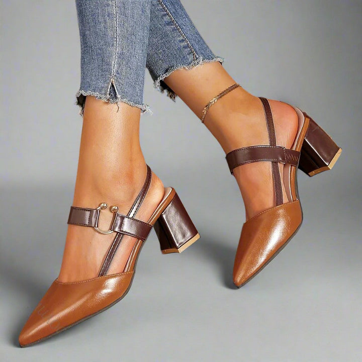 Ingeborg | Spitze Slingback-Pumps mit Blockabsatz – Ansicht 05