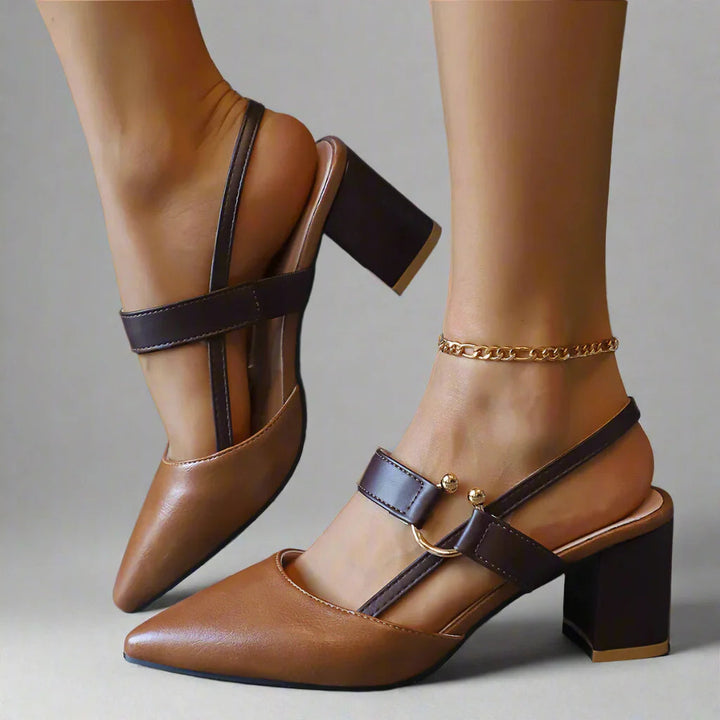 Ingeborg | Spitze Slingback-Pumps mit Blockabsatz – Ansicht 06