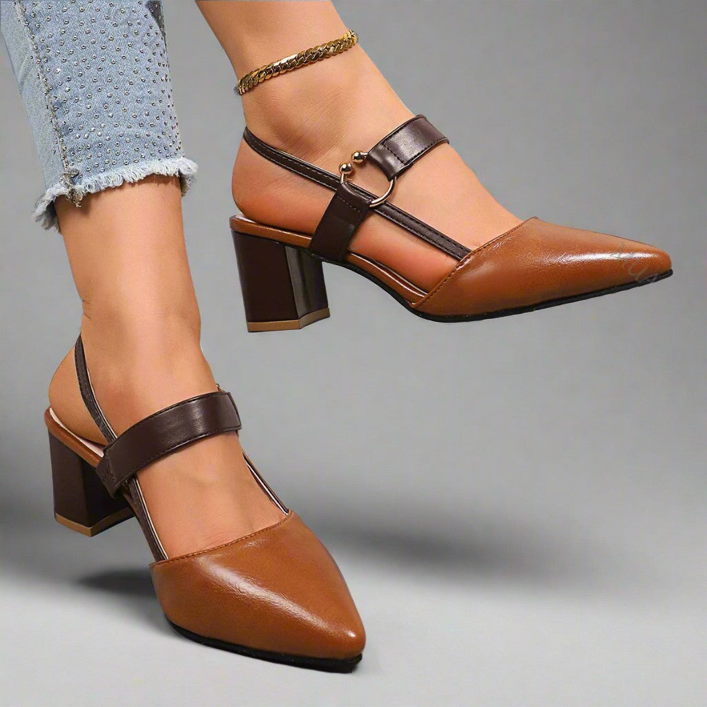 Ingeborg | Spitze Slingback-Pumps mit Blockabsatz – Ansicht 07