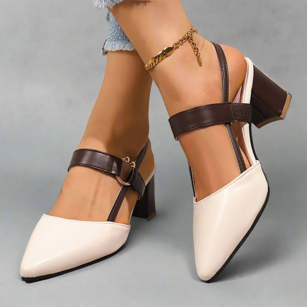 Ingeborg | Spitze Slingback-Pumps mit Blockabsatz – Ansicht 10