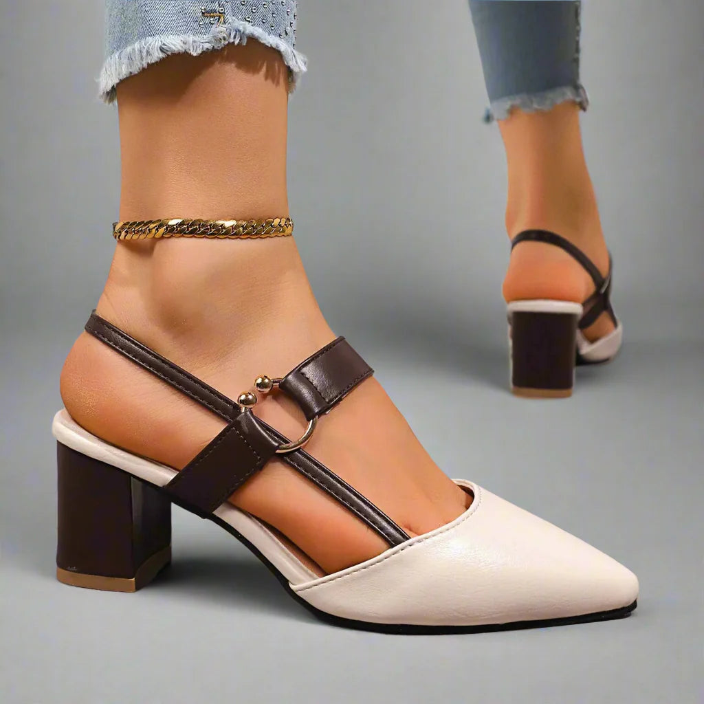 Ingeborg | Spitze Slingback-Pumps mit Blockabsatz – Ansicht 11