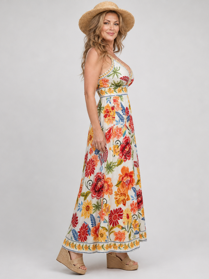 Ingeborg | Geblümtes Maxikleid mit Empire-Taille – Ansicht 03