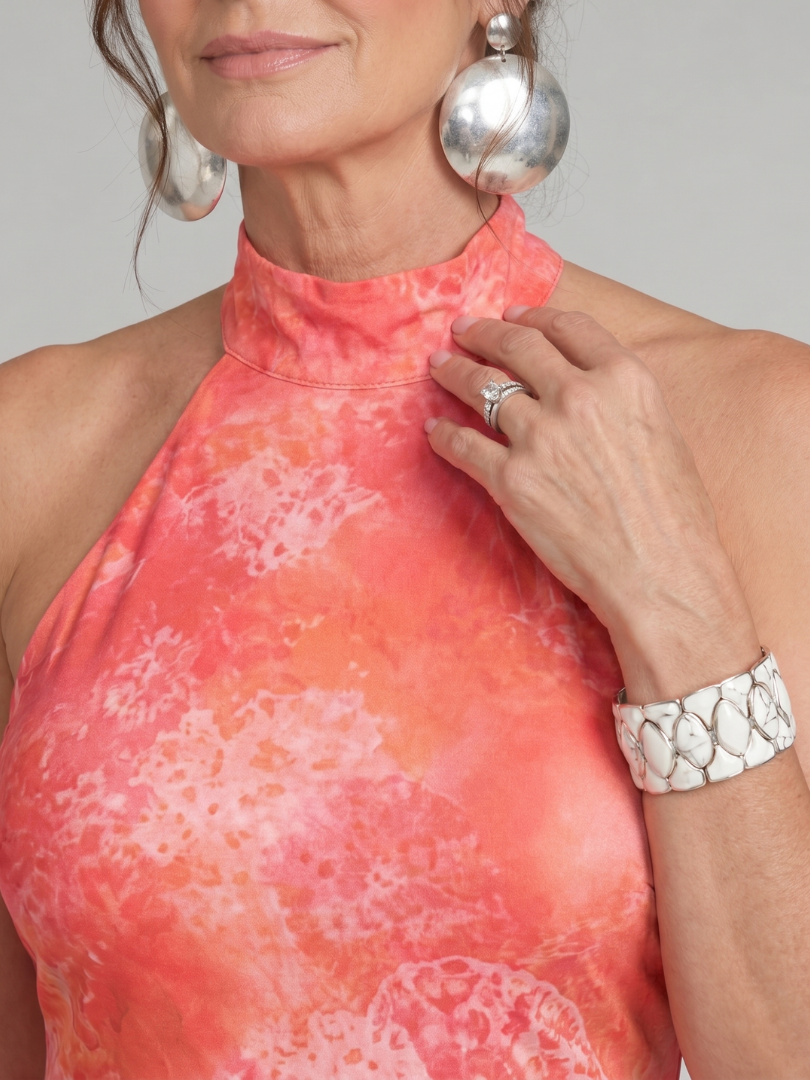 Lavinia Gemustertes Halsträger-Maxikleid – Ansicht 03