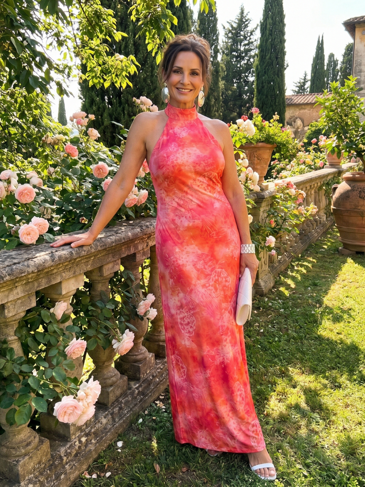 Lavinia Gemustertes Halsträger-Maxikleid – Ansicht 05