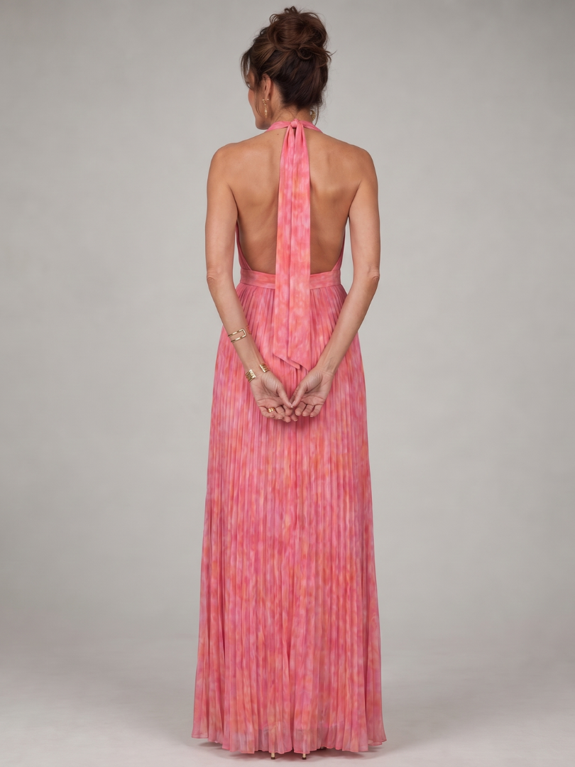Marlis | Neckholder-Maxikleid mit Plisseerock – Ansicht 04