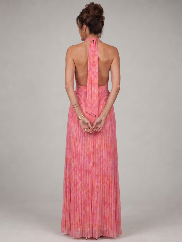 Marlis | Neckholder-Maxikleid mit Plisseerock – Ansicht 04