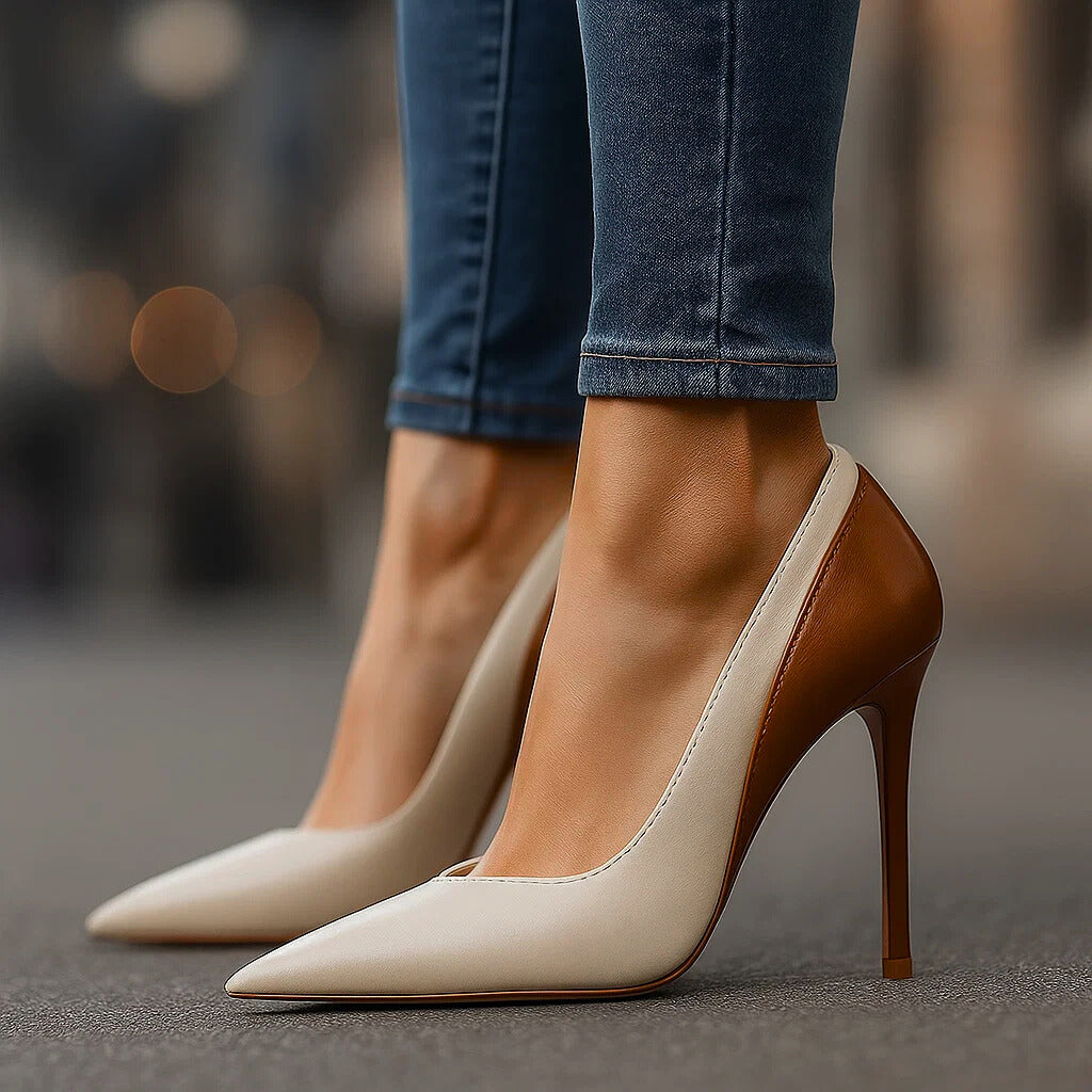 Ottilie | Spitze Stiletto-Pumps im Colorblocking-Design – Ansicht 02