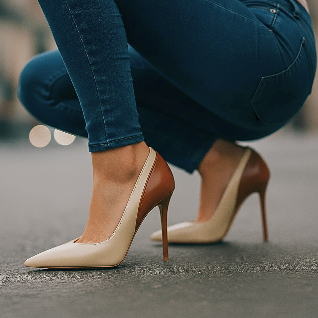 Ottilie | Spitze Stiletto-Pumps im Colorblocking-Design – Ansicht 07