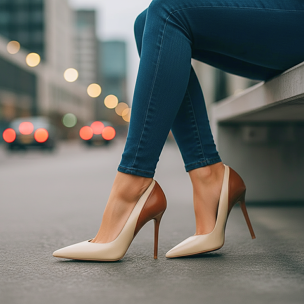 Ottilie | Spitze Stiletto-Pumps im Colorblocking-Design – Ansicht 08