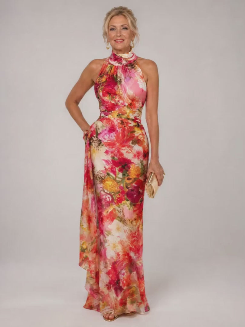 Isolde | Geblümtes Maxikleid mit Neckholder