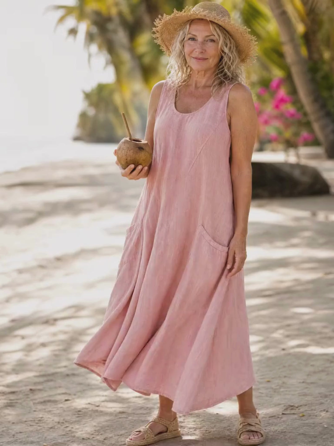 Zemrina | Ärmelloses Midikleid mit Taschen
