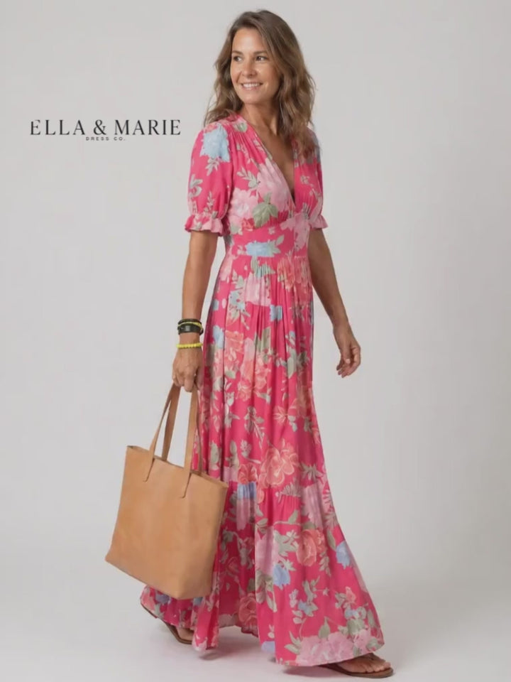 Clara | Bloemen midi-jurk