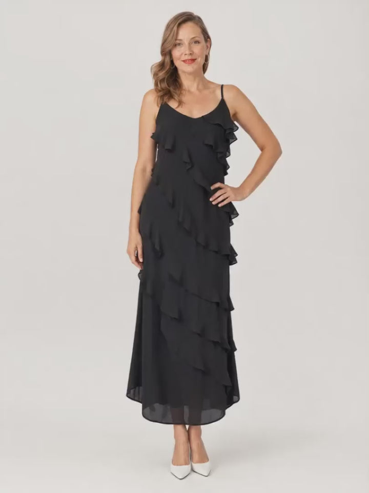 Edda | Maxikleid mit gestuften Volants