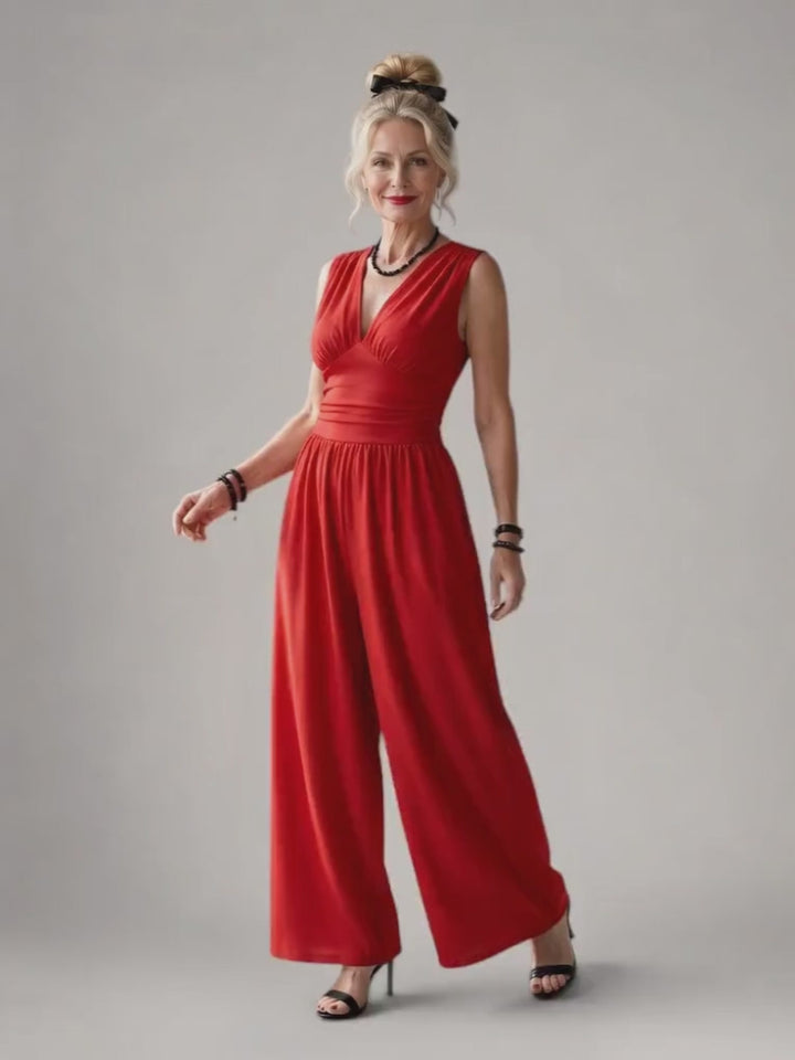 Claudia | Weiter Jumpsuit mit V-Ausschnitt