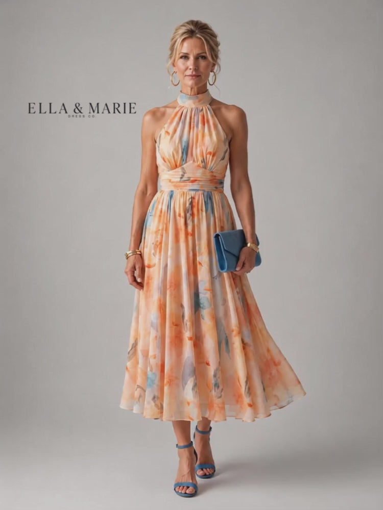 Antonia | Zachte halter-midijurk