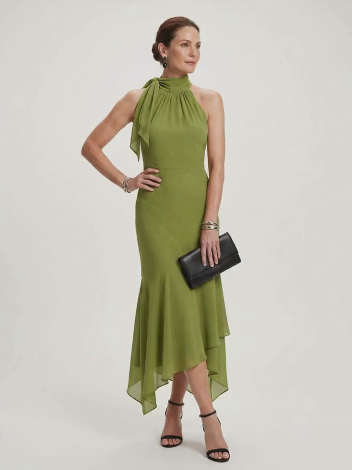 Vera | Drapiertes Midikleid mit Halterneck