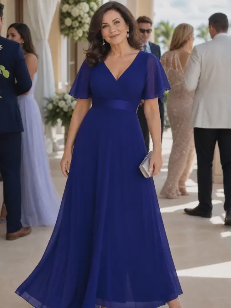Hannelore | Maxikleid mit Flügelärmeln und definierter Taille