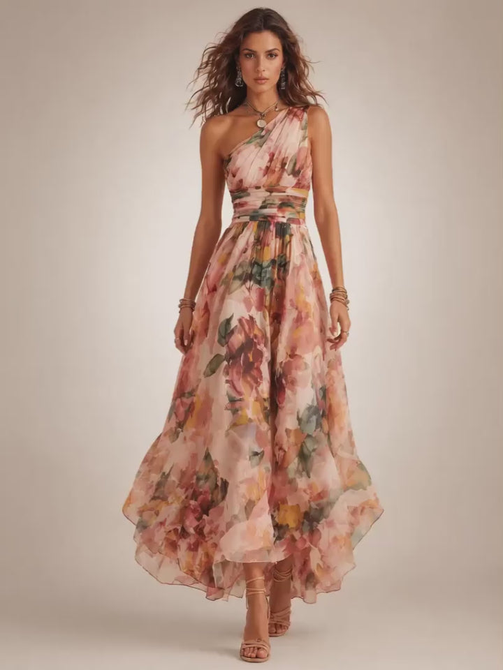 Editha | One-Shoulder Maxikleid mit Blumenprint
